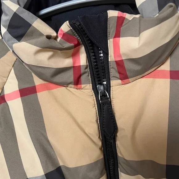 Burberry Beige Check Puffer Jacket - Picture 3 of 8